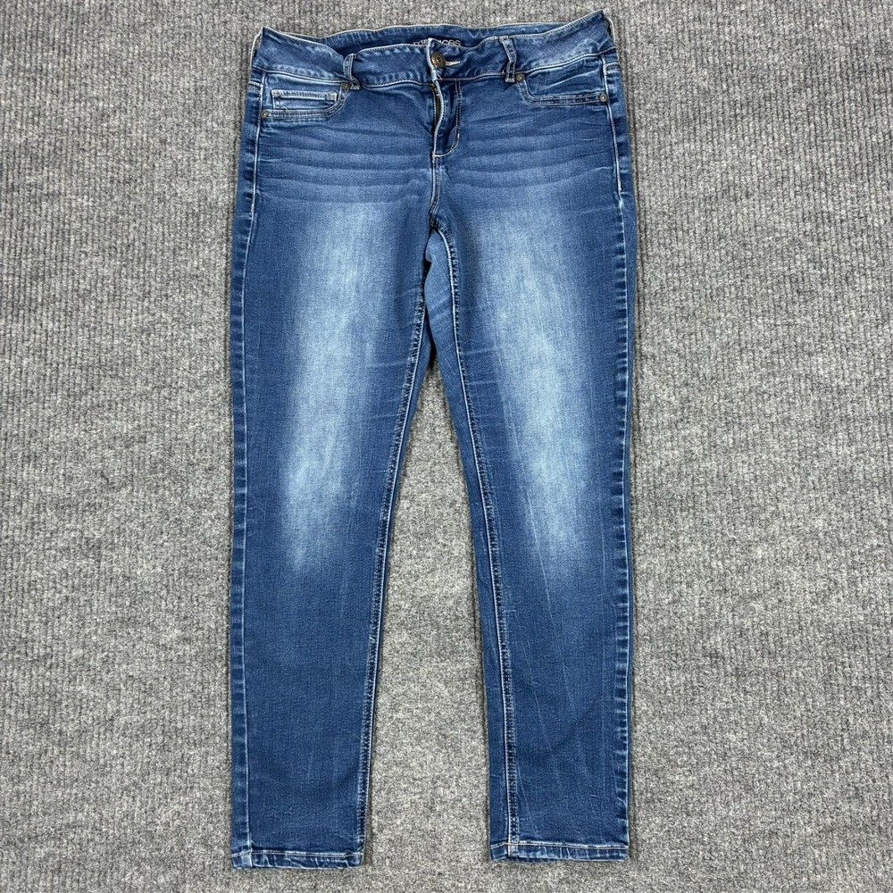 Maurices Womens Skinny Jeans Size Large Blue Denim Stretch Low Rise Casual